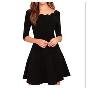 Lulu’s Tip the Scallops Black Skater Fit and Flare Dress Women’s Size XL